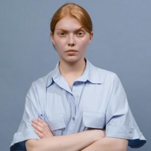 Women’s Light Blue Oversized Cotton Shirt